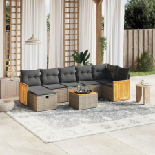 vidaXL 8-részes szürke polyrattan kerti ülőgarnitúra párnákkal kerti bútor