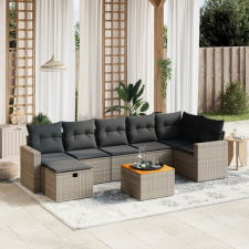 vidaXL 8-részes szürke polyrattan kerti ülőgarnitúra párnákkal kerti bútor