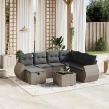 vidaXL 8-részes szürke polyrattan kerti ülőgarnitúra párnákkal kerti bútor