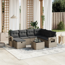 vidaXL 8-részes szürke polyrattan kerti ülőgarnitúra párnákkal kerti bútor