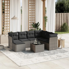 vidaXL 8 részes szürke polyrattan kerti ülőgarnitúra párnákkal kerti bútor