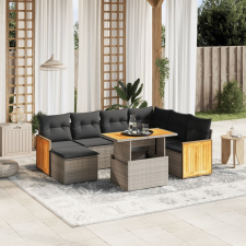 vidaXL 8 részes szürke polyrattan kerti ülőgarnitúra párnákkal kerti bútor
