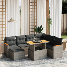 vidaXL 8 részes szürke polyrattan kerti ülőgarnitúra párnákkal kerti bútor