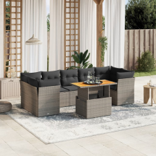 vidaXL 8 részes szürke polyrattan kerti ülőgarnitúra párnákkal kerti bútor