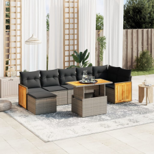 vidaXL 8 részes szürke polyrattan kerti ülőgarnitúra párnákkal kerti bútor