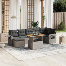 vidaXL 8 részes szürke polyrattan kerti ülőgarnitúra párnákkal kerti bútor
