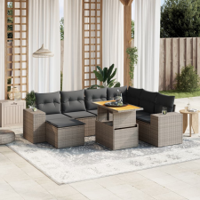 vidaXL 8 részes szürke polyrattan kerti ülőgarnitúra párnákkal kerti bútor