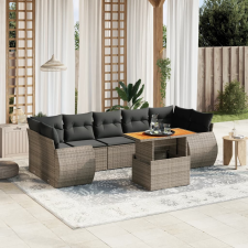 vidaXL 8 részes szürke polyrattan kerti ülőgarnitúra párnákkal kerti bútor