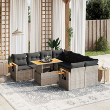 vidaXL 8 részes szürke polyrattan kerti ülőgarnitúra párnákkal kerti bútor