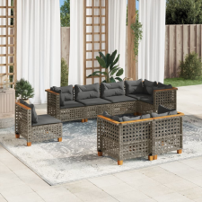 vidaXL 8 részes szürke polyrattan kerti ülőgarnitúra párnákkal kerti bútor