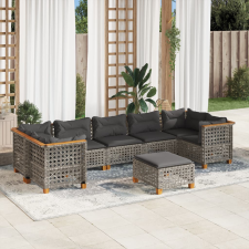 vidaXL 8 részes szürke polyrattan kerti ülőgarnitúra párnákkal kerti bútor