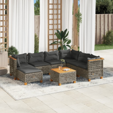 vidaXL 8 részes szürke polyrattan kerti ülőgarnitúra párnákkal kerti bútor