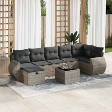 vidaXL 8 részes szürke polyrattan kerti ülőgarnitúra párnákkal kerti bútor