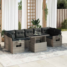 vidaXL 8 részes szürke polyrattan kerti ülőgarnitúra párnákkal kerti bútor