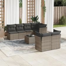 vidaXL 8-részes szürke polyrattan kerti ülőgarnitúra párnákkal kerti bútor