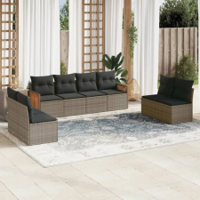 vidaXL 8-részes szürke polyrattan kerti ülőgarnitúra párnákkal kerti bútor