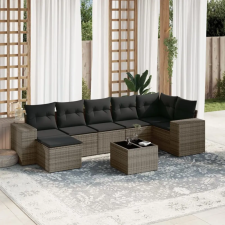 vidaXL 8-részes szürke polyrattan kerti ülőgarnitúra párnákkal kerti bútor