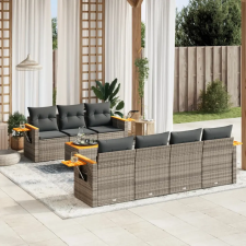 vidaXL 8-részes szürke polyrattan kerti ülőgarnitúra párnákkal kerti bútor