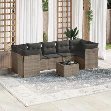 vidaXL 8-részes szürke polyrattan kerti ülőgarnitúra párnákkal kerti bútor