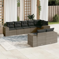 vidaXL 8-részes szürke polyrattan kerti ülőgarnitúra párnákkal kerti bútor