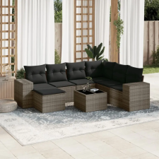 vidaXL 8-részes szürke polyrattan kerti ülőgarnitúra párnákkal kerti bútor