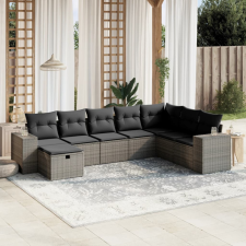 vidaXL 8-részes szürke polyrattan kerti ülőgarnitúra párnákkal kerti bútor