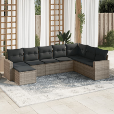 vidaXL 8-részes szürke polyrattan kerti ülőgarnitúra párnákkal kerti bútor