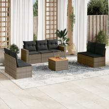 vidaXL 8-részes szürke polyrattan kerti ülőgarnitúra párnákkal kerti bútor