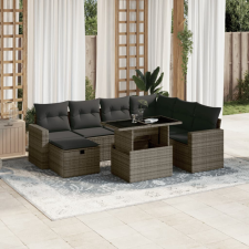 vidaXL 8 részes szürke polyrattan kerti ülőgarnitúra párnákkal kerti bútor