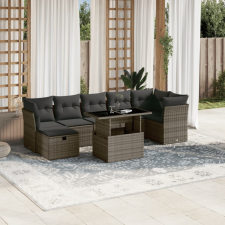 vidaXL 8 részes szürke polyrattan kerti ülőgarnitúra párnákkal kerti bútor