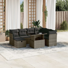 vidaXL 8 részes szürke polyrattan kerti ülőgarnitúra párnákkal kerti bútor