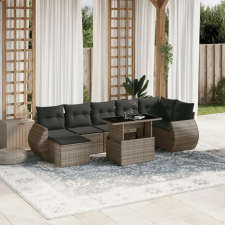vidaXL 8 részes szürke polyrattan kerti ülőgarnitúra párnákkal kerti bútor