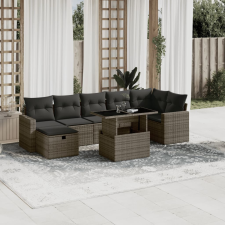 vidaXL 8 részes szürke polyrattan kerti ülőgarnitúra párnákkal kerti bútor