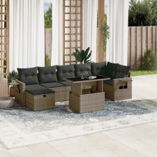 vidaXL 8 részes szürke polyrattan kerti ülőgarnitúra párnákkal kerti bútor