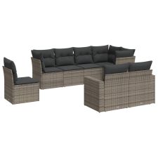 vidaXL 8-részes szürke polyrattan kerti ülőgarnitúra párnákkal (3219230) kerti bútor