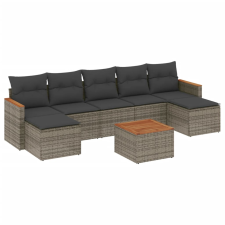 vidaXL 8-részes szürke polyrattan kerti ülőgarnitúra párnákkal (3226242) kerti bútor