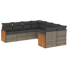 vidaXL 8-részes szürke polyrattan kerti ülőgarnitúra párnákkal (3260639) kerti bútor