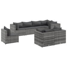 vidaXL 8 részes szürke polyrattan kerti ülőgarnitúra párnákkal (3308194) kerti bútor
