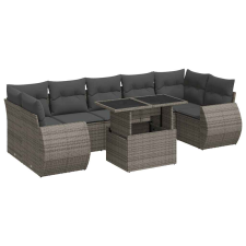 vidaXL 8 részes szürke polyrattan kerti ülőgarnitúra párnákkal (3326601) kerti bútor