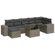 vidaXL 8 részes szürke polyrattan kerti ülőgarnitúra párnákkal (3326841) kerti bútor