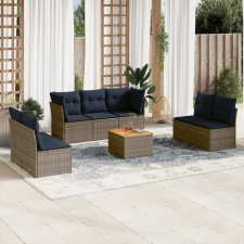 vidaXL 8 részes szürke polyrattan kerti ülőgarnitúra párnával kerti bútor