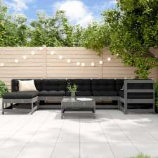 vidaXL 8 részes szürke tömör fa kerti ülőgarnitúra párnával kerti bútor