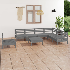 vidaXL 8 részes szürke tömör fenyőfa kerti ülőgarnitúra kerti bútor