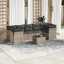 vidaXL 8 részes világosszürke polyrattan kerti ülőgarnitúra párnával kerti bútor