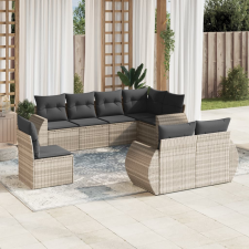 vidaXL 8 részes világosszürke polyrattan kerti ülőgarnitúra párnával kerti bútor
