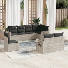 vidaXL 8 részes világosszürke polyrattan kerti ülőgarnitúra párnával kerti bútor