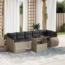 vidaXL 8 részes világosszürke polyrattan kerti ülőgarnitúra párnával kerti bútor