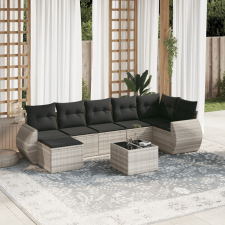vidaXL 8 részes világosszürke polyrattan kerti ülőgarnitúra párnával kerti bútor