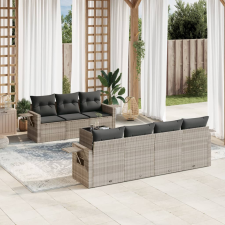 vidaXL 8 részes világosszürke polyrattan kerti ülőgarnitúra párnával kerti bútor