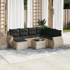 vidaXL 8 részes világosszürke polyrattan kerti ülőgarnitúra párnával kerti bútor